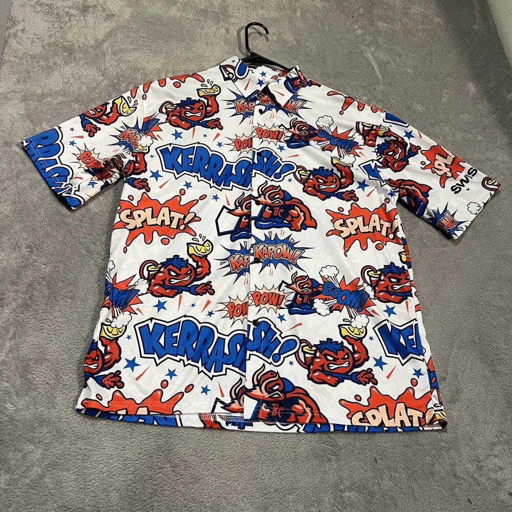 Jacksonville Jumbo Shrimp Destroyer Rocks Shirt Mens XL Comic Print Button Up